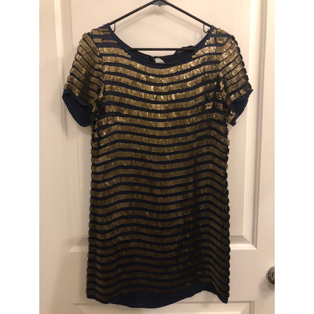 French Connection Serpent Sequine Shift Dress Ind… - image 2